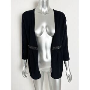 Christopher Fisher 100% Cashmere Cardigan Crystal Embellish Black L